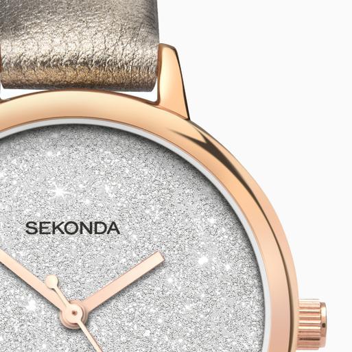 Sekonda Prints Ladies Watch | Rose Gold Case & PU Strap with Silver Dial | 40023